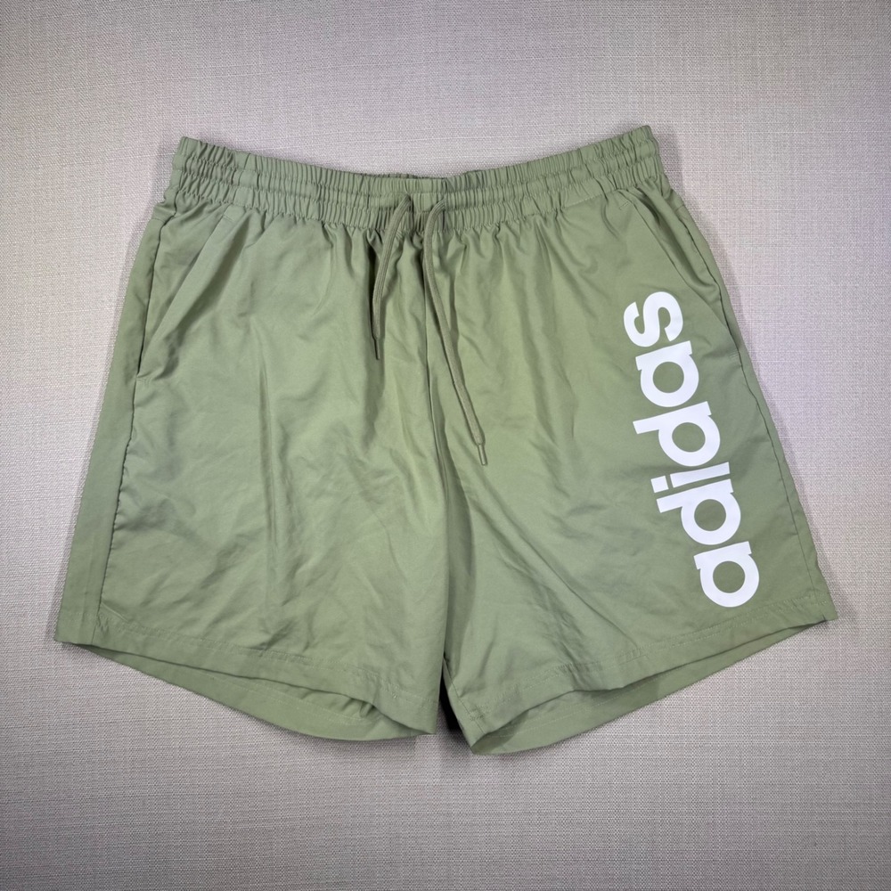 Adidas Mens Essentials Chelsea Logo Athletic Gym Shorts Olive Green XL